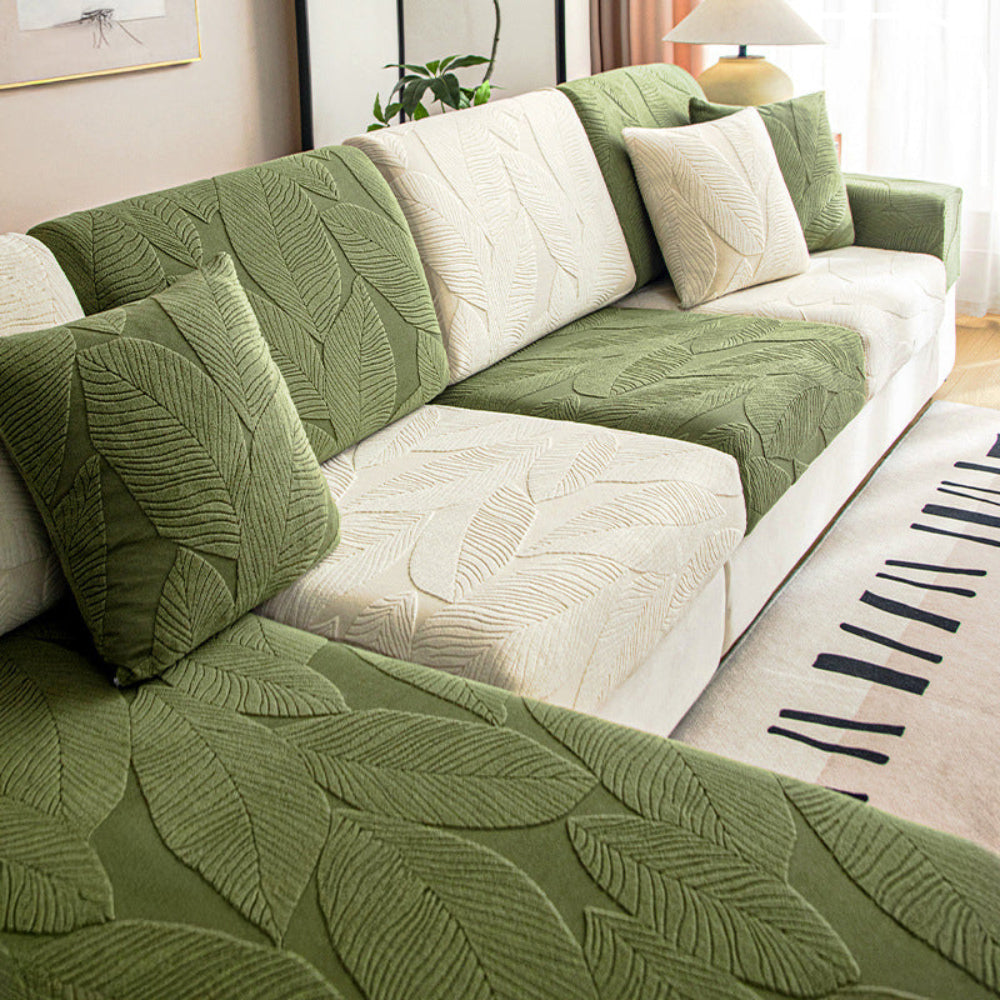 Leaf Jacquard Stretch Sofa Cover, Water-Repellent Furniture Protector — product view 6