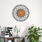 Silent Metal Wall Clock with Wood-Grain Centre — product view 3