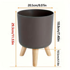 Modern Round Planter with Wooden Legs