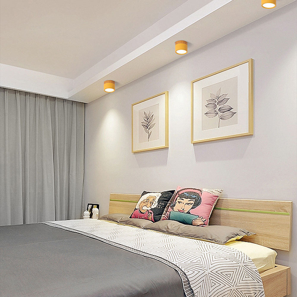Wood-Effect LED Button Ceiling Light - view 5