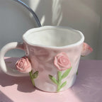 Raised Floral Ceramic Mug, 350 mL
