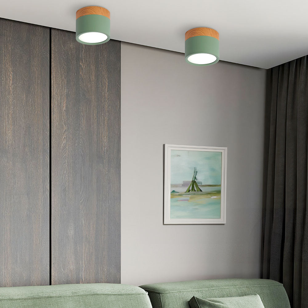 Wood-Effect LED Button Ceiling Light - view 12
