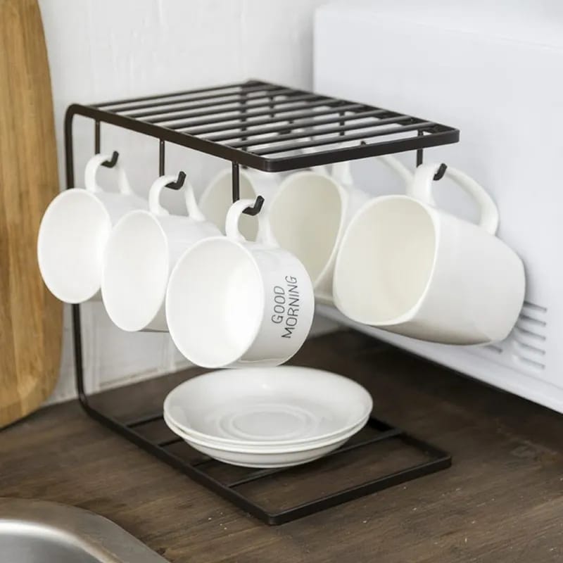 Two Tier Metal Mug and Saucer Rack – product image 2