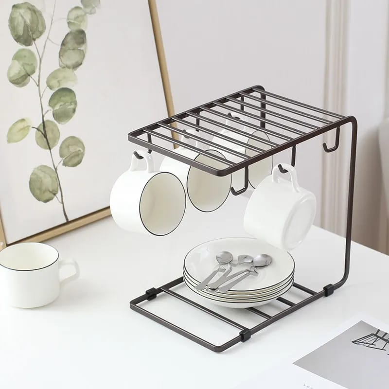 Two Tier Metal Mug and Saucer Rack – product image 5