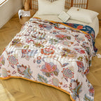 Reversible Floral Cotton Blanket with Botanical Design - product view 5
