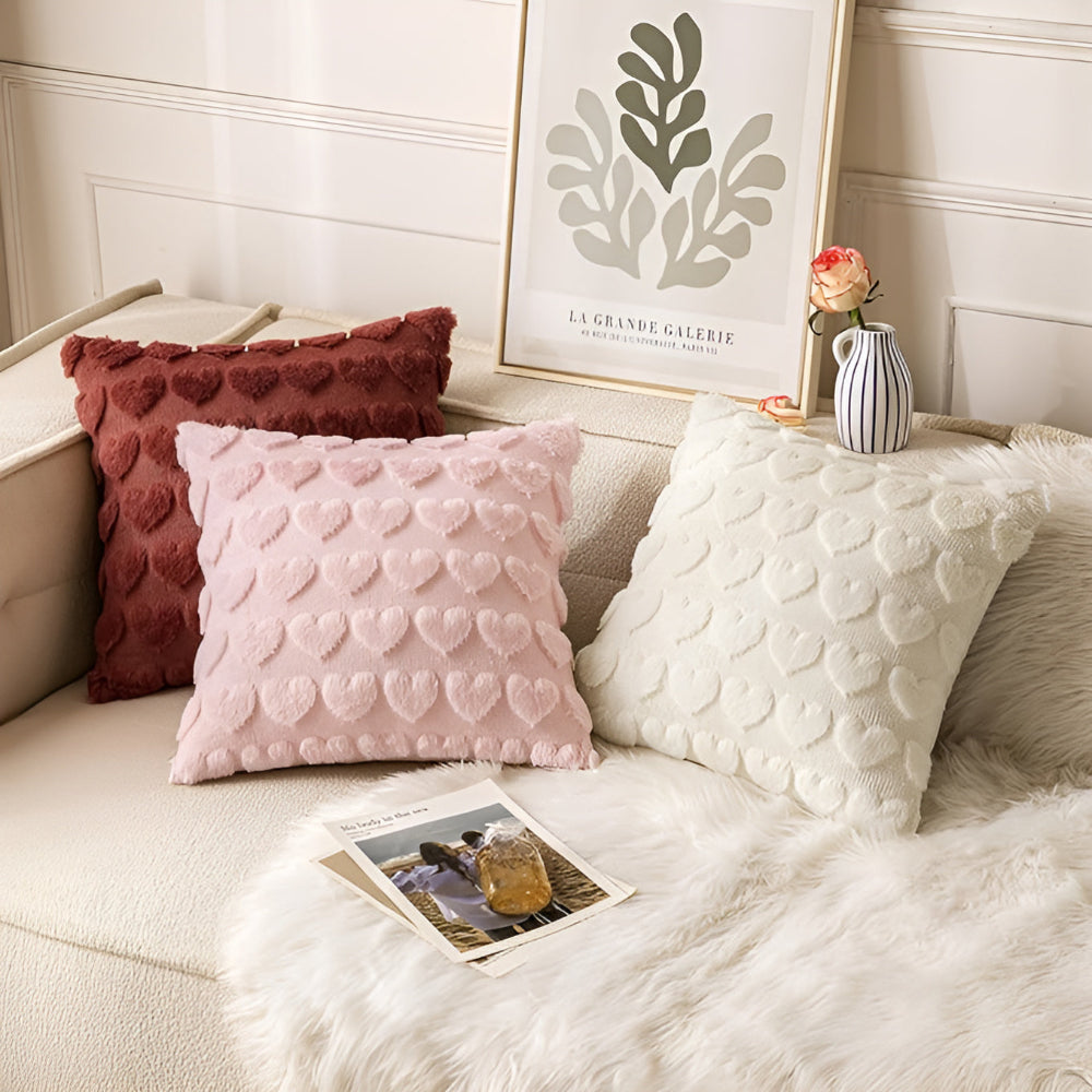Plush Heart Pattern Cushion Cover – image 10