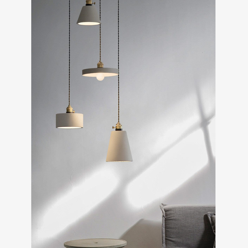 Geometric Concrete Pendant Light with Brass Detail - view 10