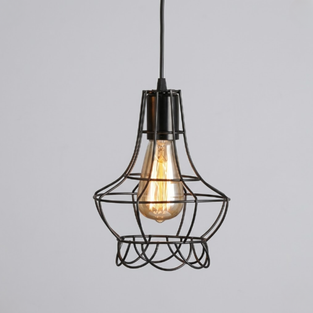 Geometric Wire Cage Pendant Light, Industrial Metal Design - view 9