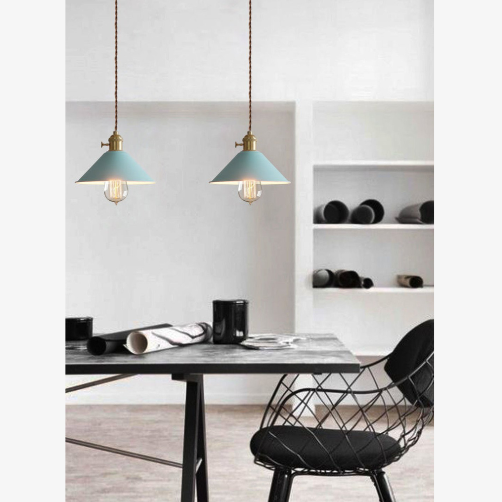 Matte Cone Pendant Light with Brass Fitting - view 11