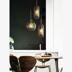 Glass and Perforated Metal Pendant Light, Industrial Style - view 12