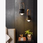 Tapered Metal Pendant Light with Wood-Look Detail - view 10