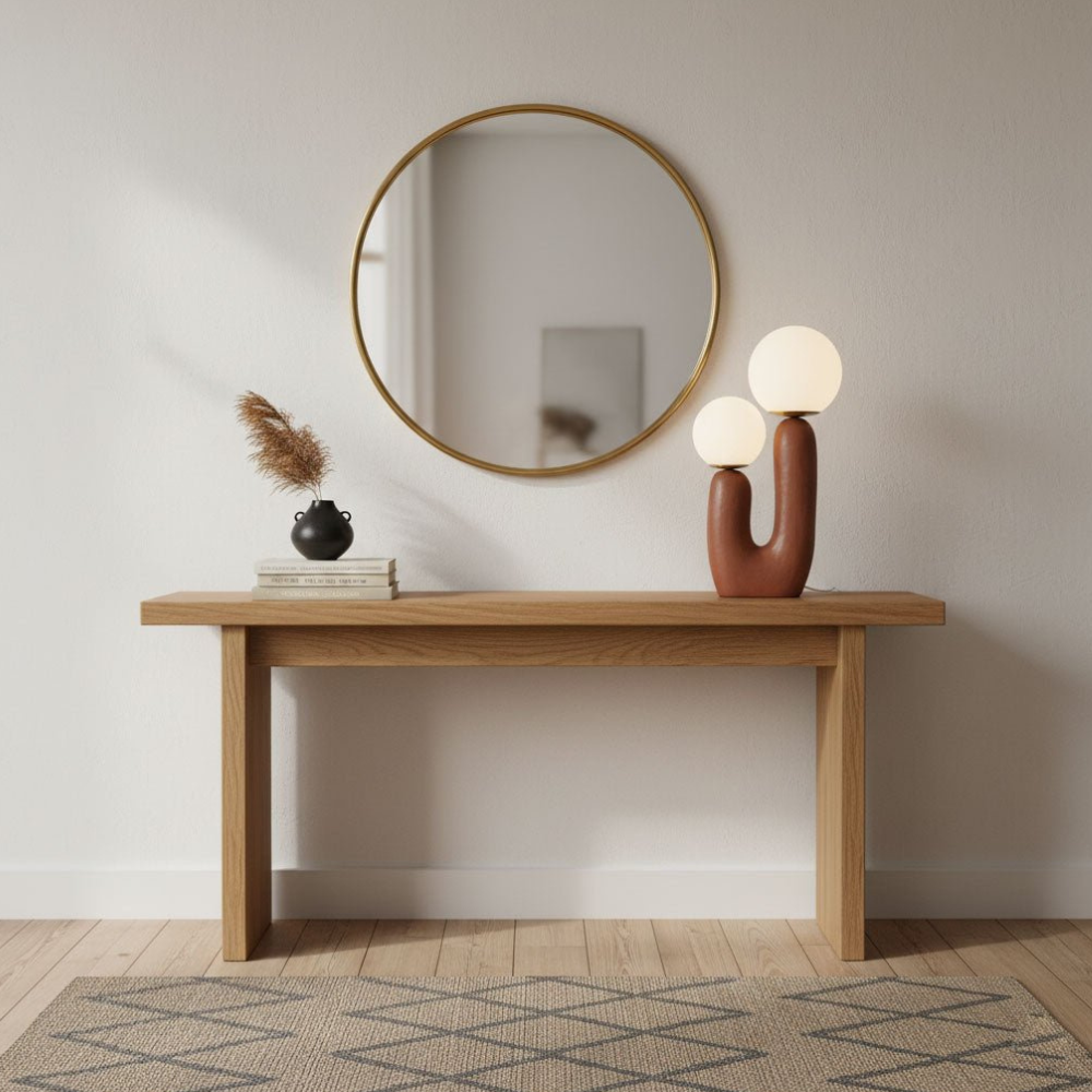 U-Shaped Resin Table Lamp with Twin Glass Globes, UK Plug - view 8