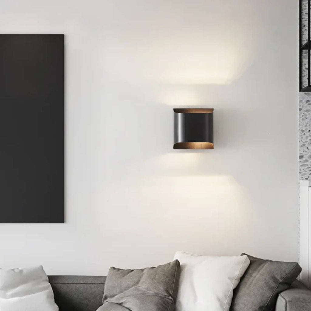 Metal LED Wall Sconce with Gold-Tone Interior - view 6