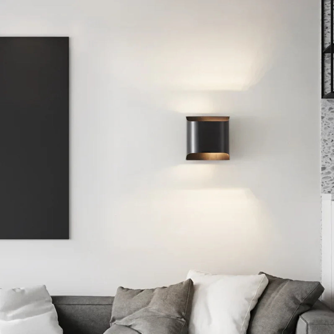 Metal LED Wall Sconce with Gold-Tone Interior - view 6