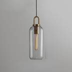 Glass Globe or Capsule Pendant Light with Brass Arch - view 20