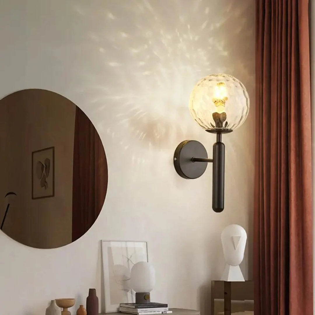 Glass Globe Wall Sconce with Black or Gold-Tone Frame - view 8