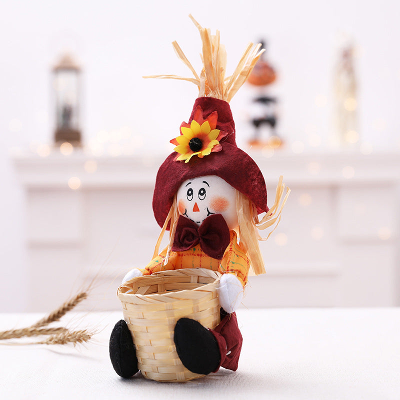 Harvest Scarecrow Doll with Basket Detail, 29 cm - product view 5