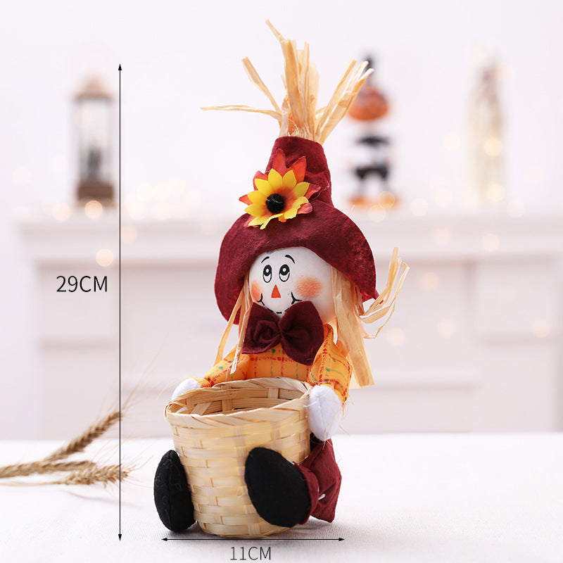 Harvest Scarecrow Doll with Basket Detail, 29 cm - product view 1
