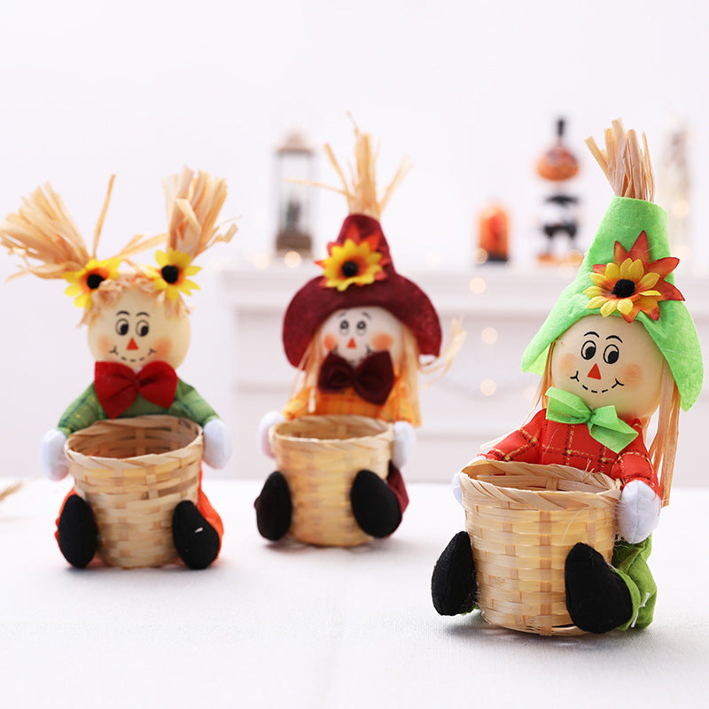 Harvest Scarecrow Doll with Basket Detail, 29 cm - product view 3