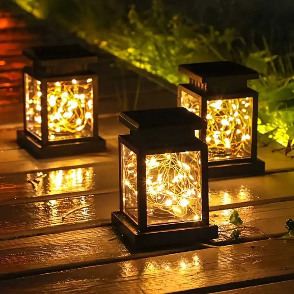 Solar Garden Lantern with Candle or Fairy Light Design - view 6