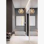 Floral Glass Pendant Light with Brass Fittings - view 20
