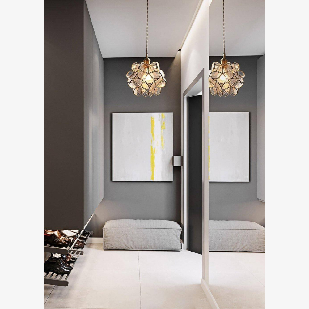 Floral Glass Pendant Light with Brass Fittings - view 20