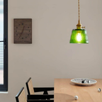 Hammered Glass Pendant Light with Brass Hardware - view 9