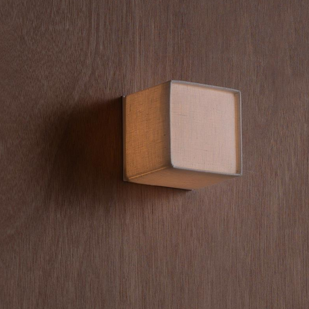 Fabric Cube LED Wall Sconce, White Japandi Design - view 8