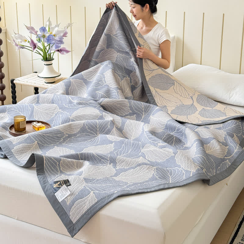 Leaf Pattern Cotton Triple Gauze Blanket - product view 2