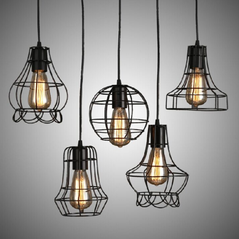 Geometric Wire Cage Pendant Light, Industrial Metal Design - view 10