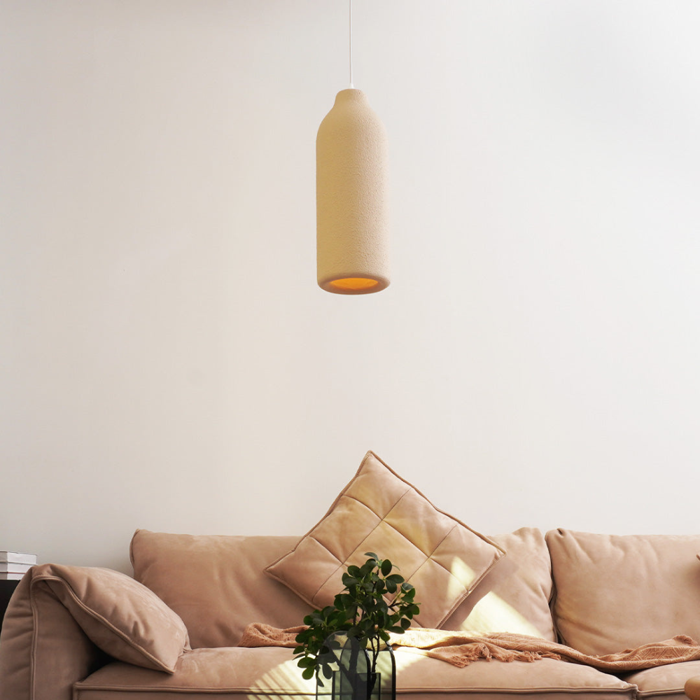 Textured Stone-Effect Pendant Light, Japandi Design - view 10