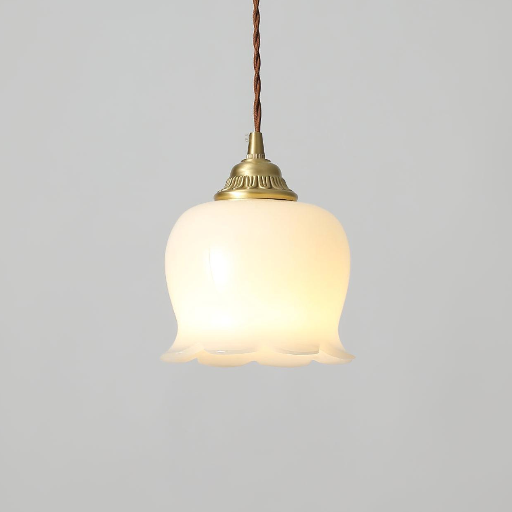 Floral Resin Pendant Light with Brass Hardware - view 7