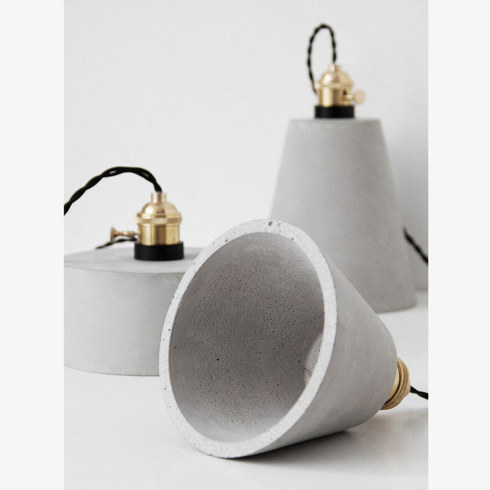 Geometric Concrete Pendant Light with Brass Detail - view 11