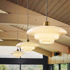 Layered Opal Glass Pendant Light, Art Deco Design - view 6