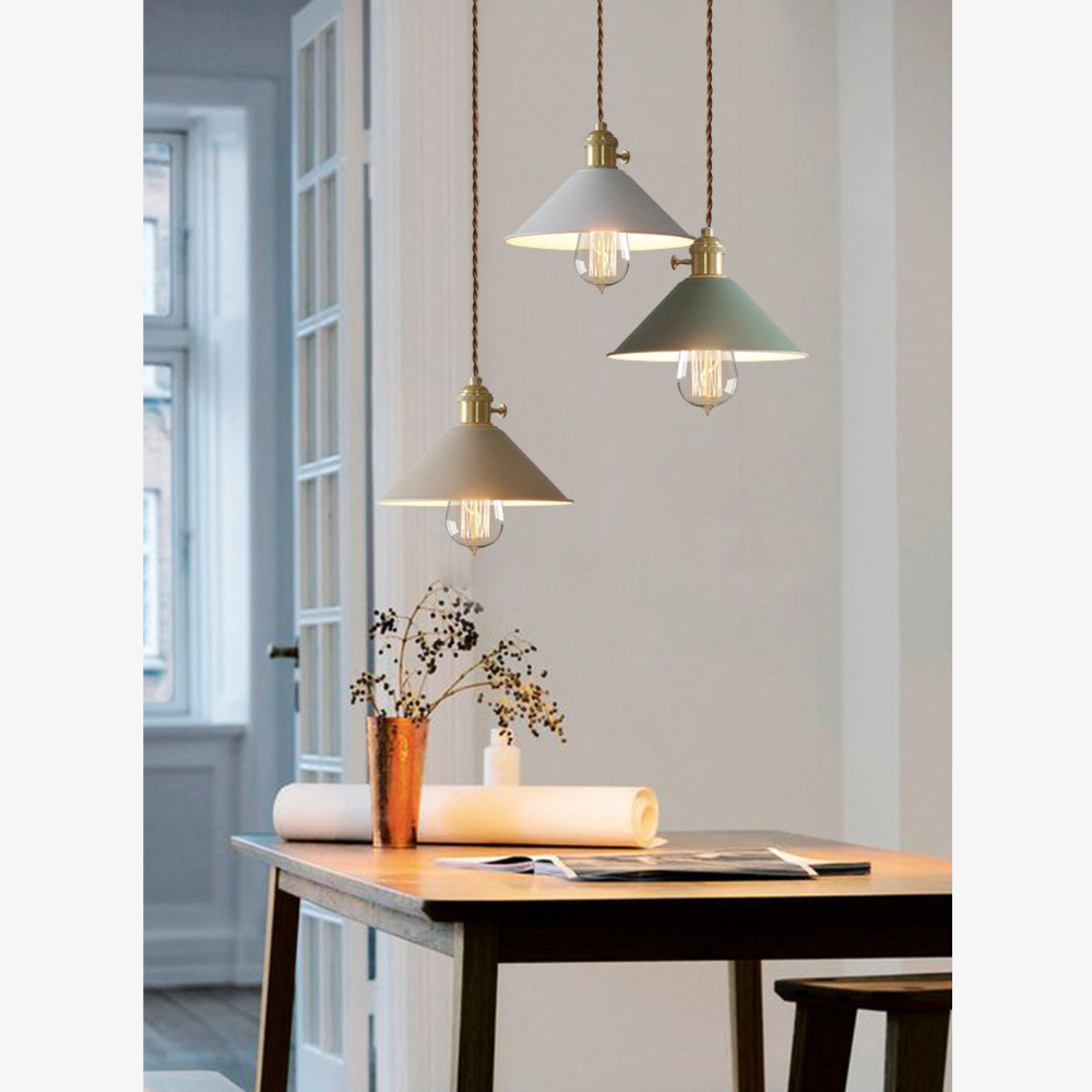 Matte Cone Pendant Light with Brass Fitting - view 12