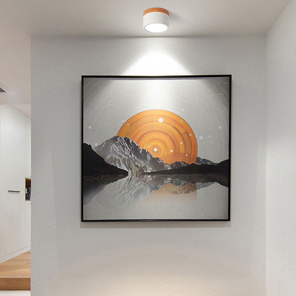 Wood-Effect LED Button Ceiling Light - view 1