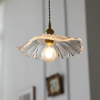 Ribbed Glass Flower Pendant Light with Copper Fittings - view 6