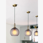 Glass Globe or Capsule Pendant Light with Brass Arch - view 19