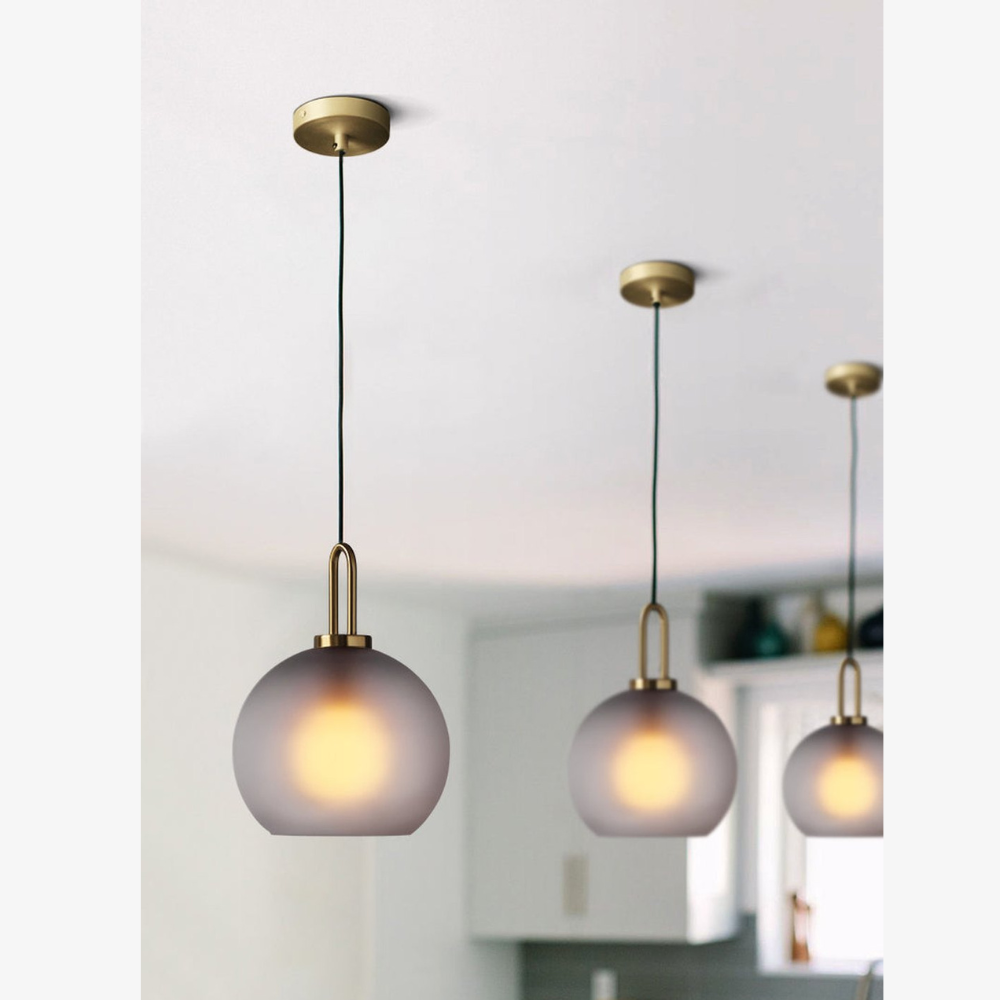 Glass Globe or Capsule Pendant Light with Brass Arch - view 19
