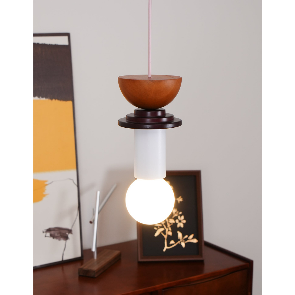 Geometric Wood Pendant Light, Sculptural Nordic Design - view 33