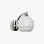 Ribbed Glass Globe Wall Sconce with Gold-Tone Fittings - view 17
