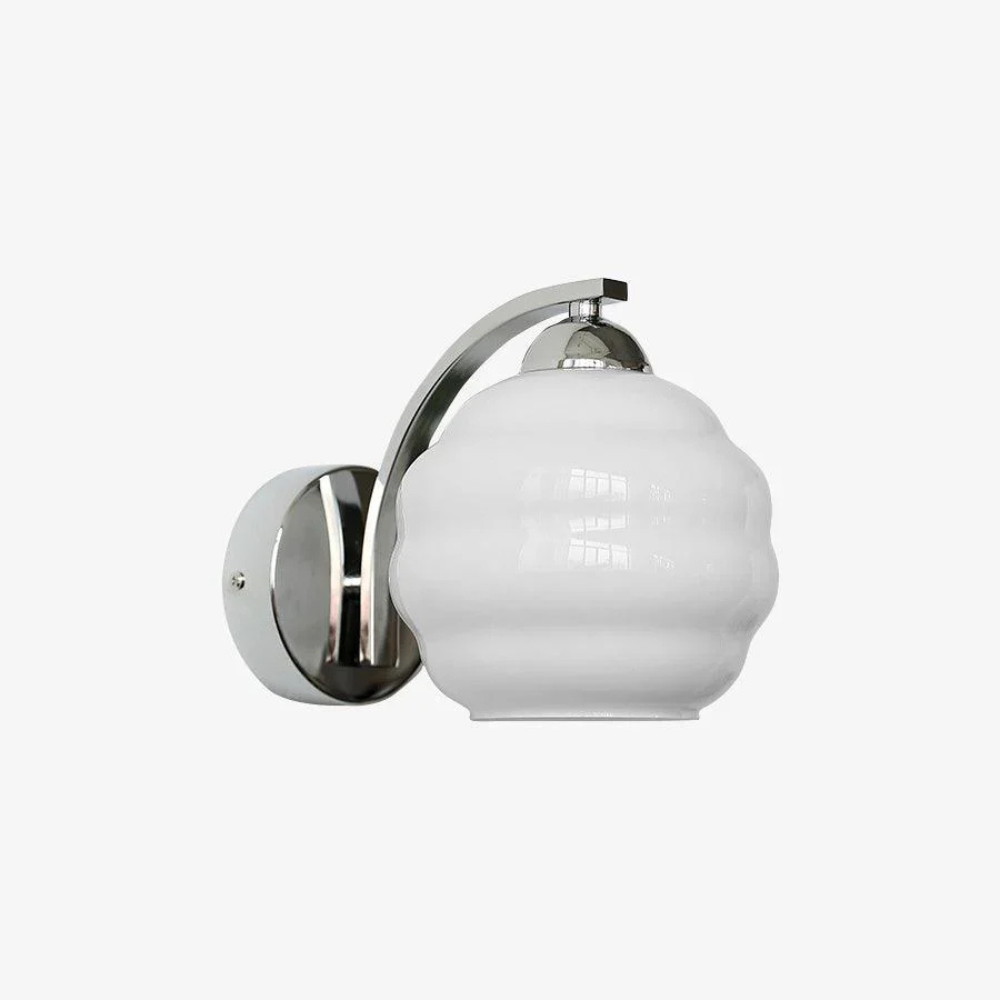 Ribbed Glass Globe Wall Sconce with Gold-Tone Fittings - view 17