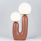 U-Shaped Resin Table Lamp with Twin Glass Globes, UK Plug - view 13