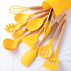 Silicone Kitchen Utensil Set with Wooden Handles, 12 Pieces — product view 12
