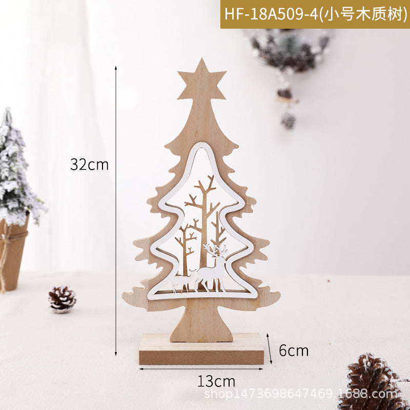 Wooden Christmas Tree Table Decoration with Deer, 32 cm - product view 1