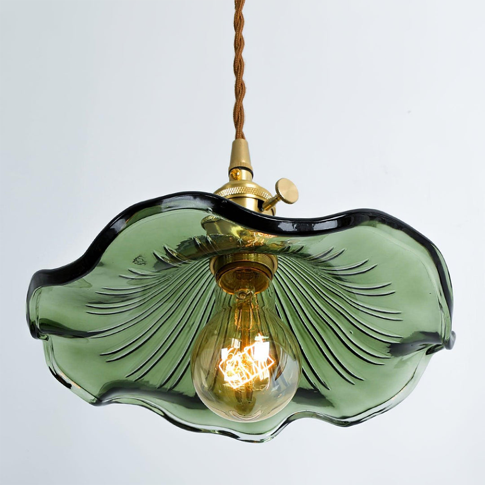 Glass Petal Pendant Light with Brass Fittings - view 7