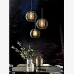 Glass and Perforated Metal Pendant Light, Industrial Style - view 14