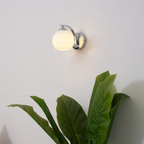 Ribbed Glass Globe Wall Sconce with Gold-Tone Fittings - view 16