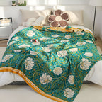 Green Botanical Cotton Gauze Blanket – image 9