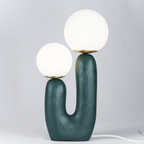 U-Shaped Resin Table Lamp with Twin Glass Globes, UK Plug - view 12
